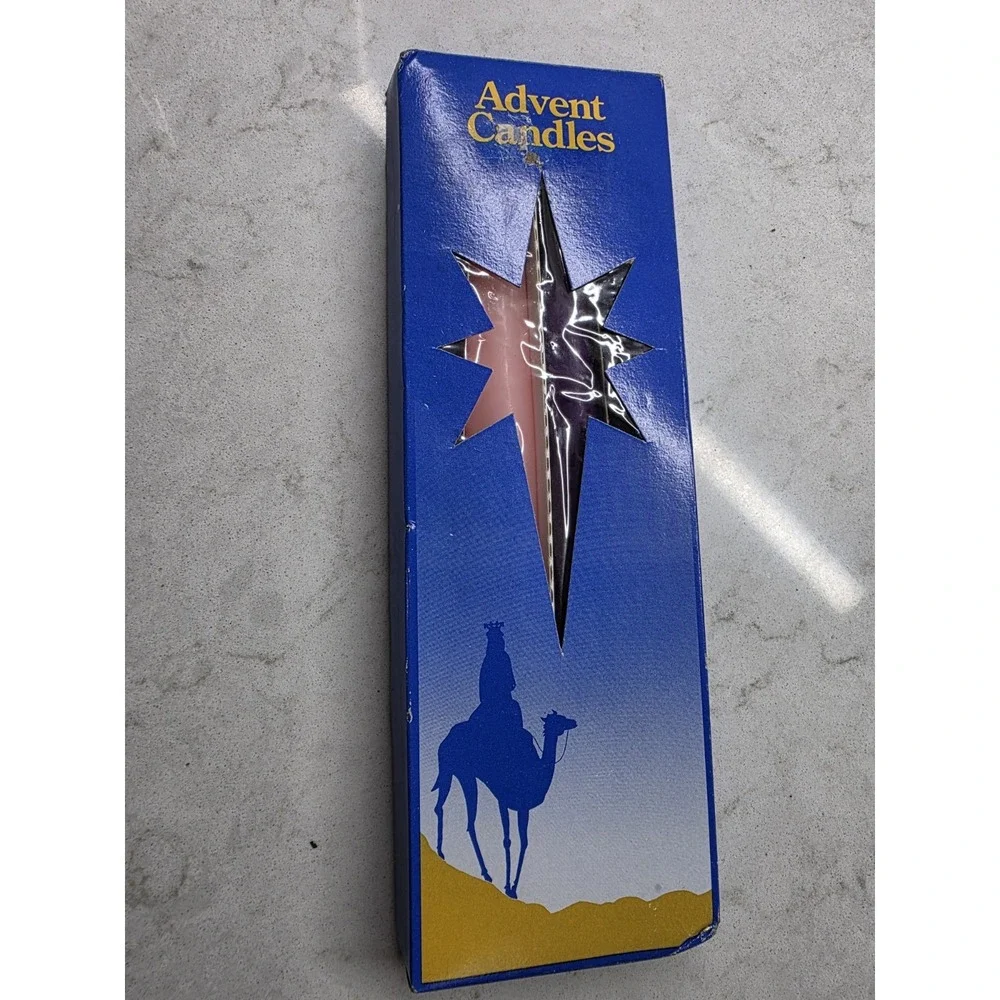 Vintage 1990 Williamsburg Soap & Candle Co Advent Candles Set Blue Box 4 Taper
